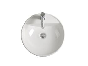 Kado Lux Round Semi Inset Basin 1 Taphole 460mm White with Overflow