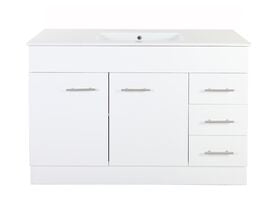 Posh Bristol MK2 1200mm Vanity Unit with Kick Centre Bowl 2 Door and 3 Right Hand Drawers 3 Taphole White