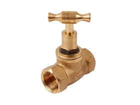 Stop Tap Female &amp; Female T-Head Rough Brass 15mm